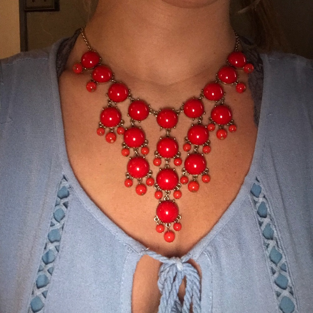 Red statement necklace